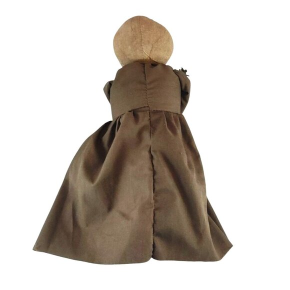 Primitive Handmade Rag Doll With Brown Dress & Scarf - Picture 9 of 13